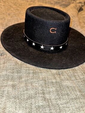 Charlie 1 Horse Virginia City Black Wool Western Hat Size Medium Like New